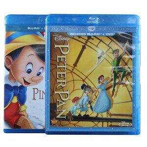 DVDs Pinocchio 2017 and  Peter Pan 2013 Blu-ray/DVD 2 Discs Each GUARANTEED